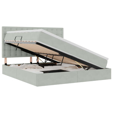 vidaXL Bett mit Stauraum und LED mit LED Hellgrau 160 x 200 cm Samt