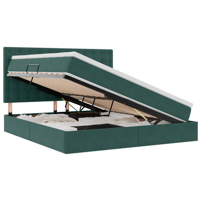 vidaXL Bett mit Stauraum und LED mit LED Dunkelgrün 160 x 200 cm Samt