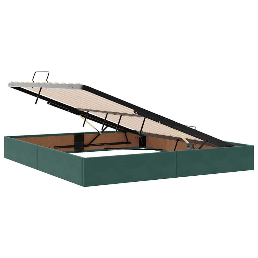 vidaXL Bett mit Stauraum und LED mit LED Dunkelgrün 160 x 200 cm Samt