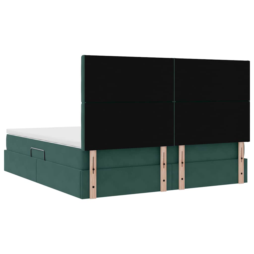 vidaXL Bett mit Stauraum und LED mit LED Dunkelgrün 160 x 200 cm Samt