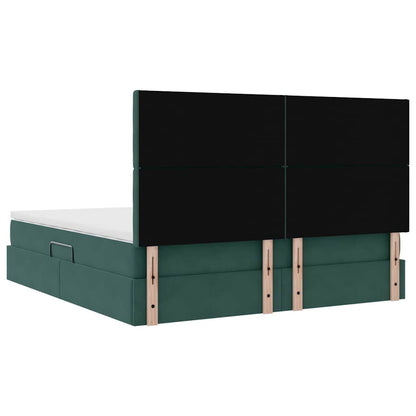 vidaXL Bett mit Stauraum und LED mit LED Dunkelgrün 160 x 200 cm Samt
