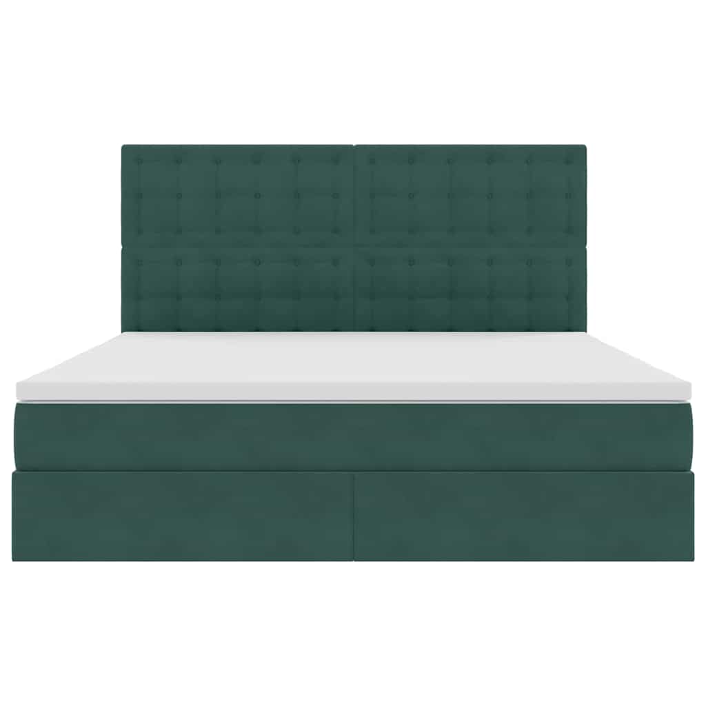 vidaXL Bett mit Stauraum und LED mit LED Dunkelgrün 160 x 200 cm Samt