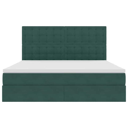 vidaXL Bett mit Stauraum und LED mit LED Dunkelgrün 160 x 200 cm Samt