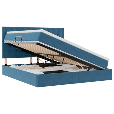 vidaXL Bett mit Stauraum und LED mit LED Dunkelblau 160 x 200 cm Samt
