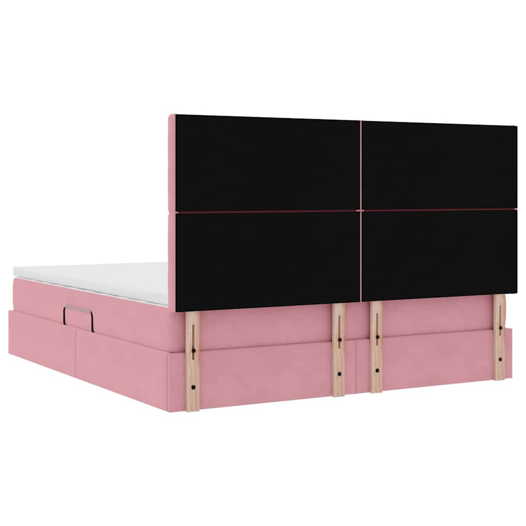 vidaXL Bett mit Stauraum und LED mit Matratze Rosa 160 x 200 cm Samt