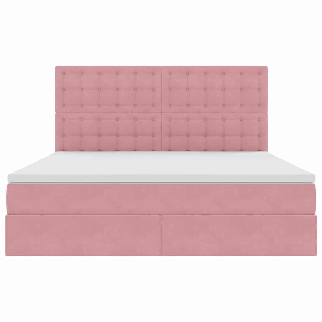 vidaXL Bett mit Stauraum und LED mit Matratze Rosa 160 x 200 cm Samt