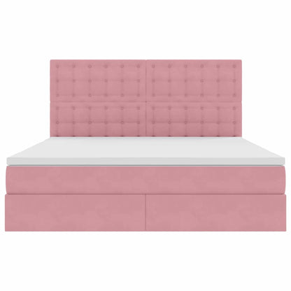 vidaXL Bett mit Stauraum und LED mit Matratze Rosa 160 x 200 cm Samt