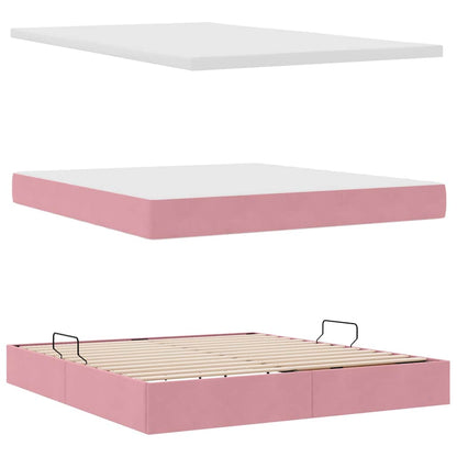 vidaXL Bett mit Stauraum und LED mit Matratze Rosa 160 x 200 cm Samt