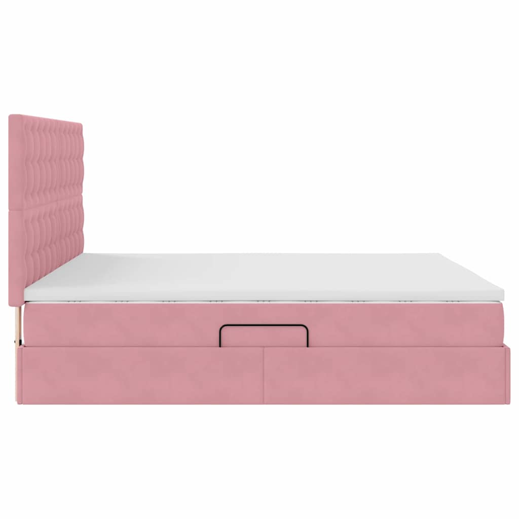 vidaXL Bett mit Stauraum und LED mit Matratze Rosa 160 x 200 cm Samt