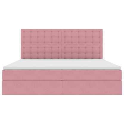 Bett mit Stauraum und LED mit Matratze Rosa 200 x 200 cm Samt
