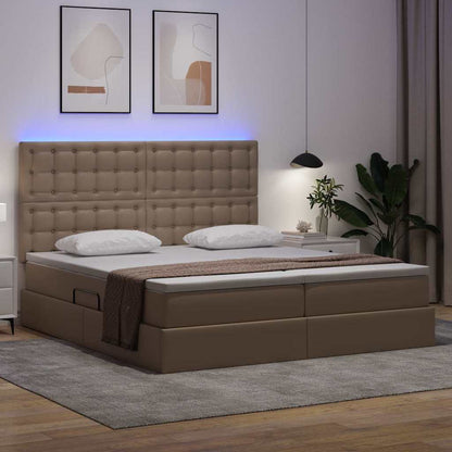 Bett mit Stauraum und LED Cappuccino 180 x 200 cm Kunstleder