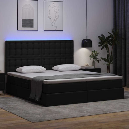 vidaXL Lit avec rangement et LED Noir 200 x 200 cm Similicuir