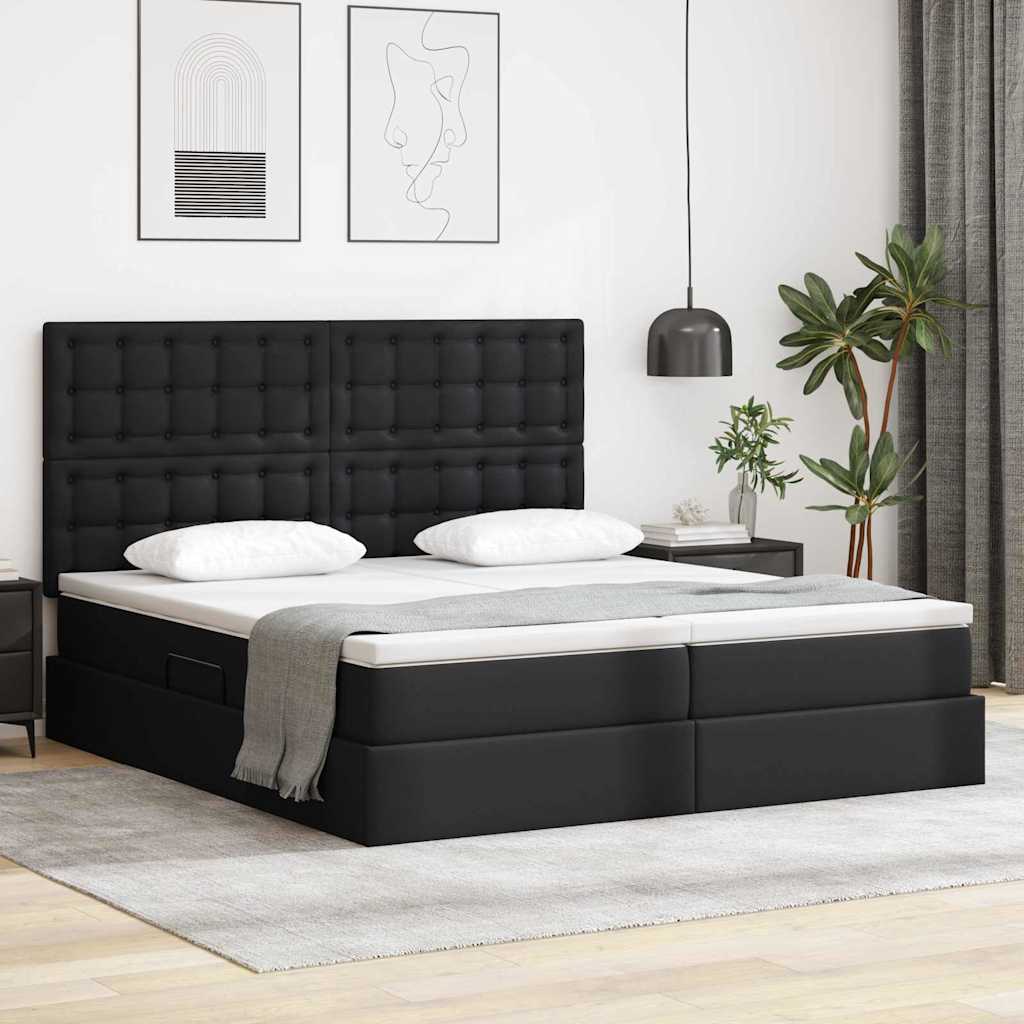 vidaXL Lit avec rangement et LED Noir 200 x 200 cm Similicuir