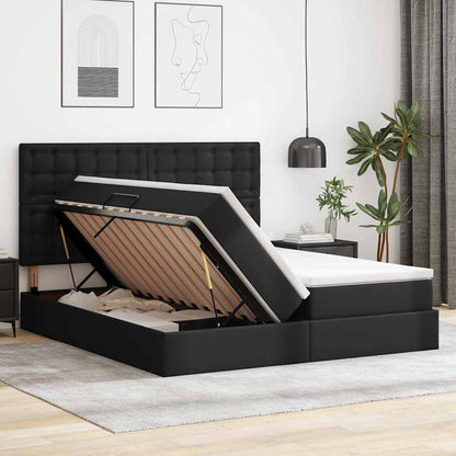vidaXL Lit avec rangement et LED Noir 200 x 200 cm Similicuir