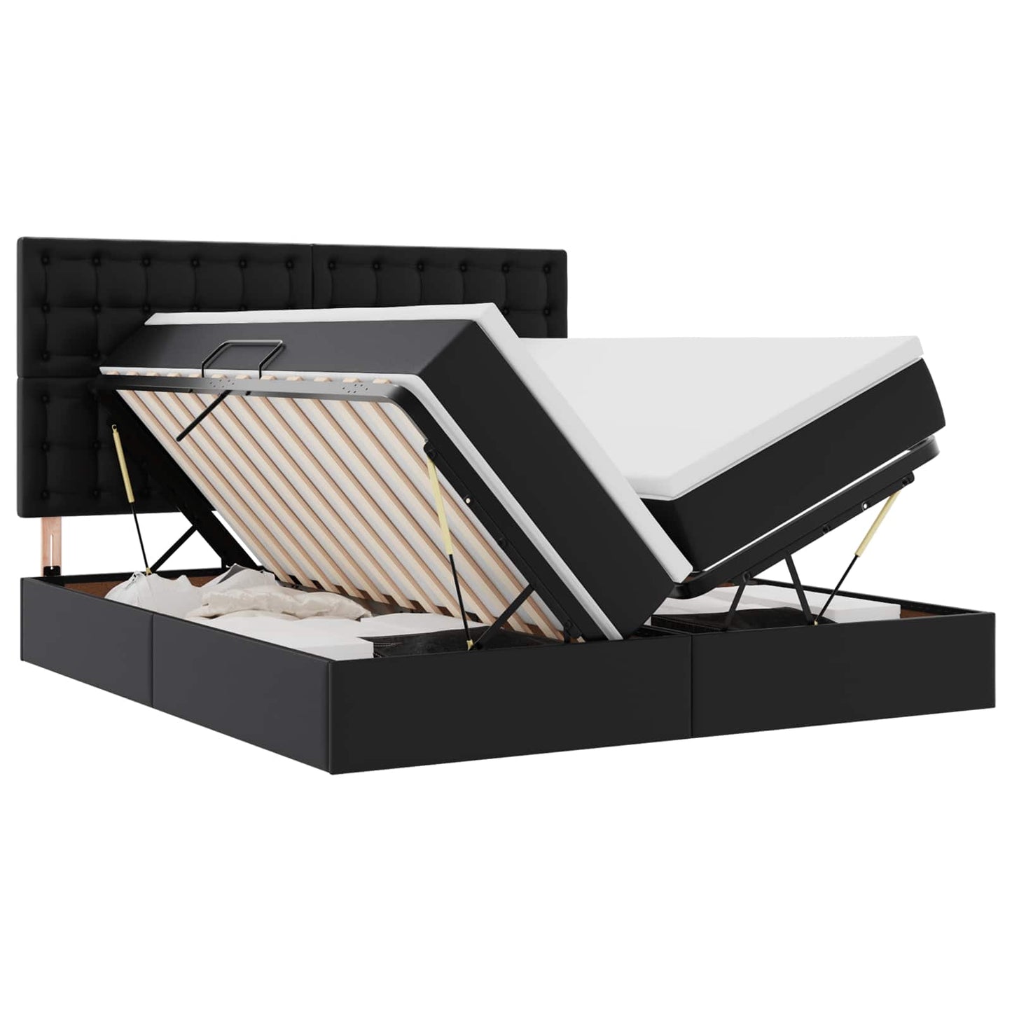 vidaXL Lit avec rangement et LED Noir 200 x 200 cm Similicuir