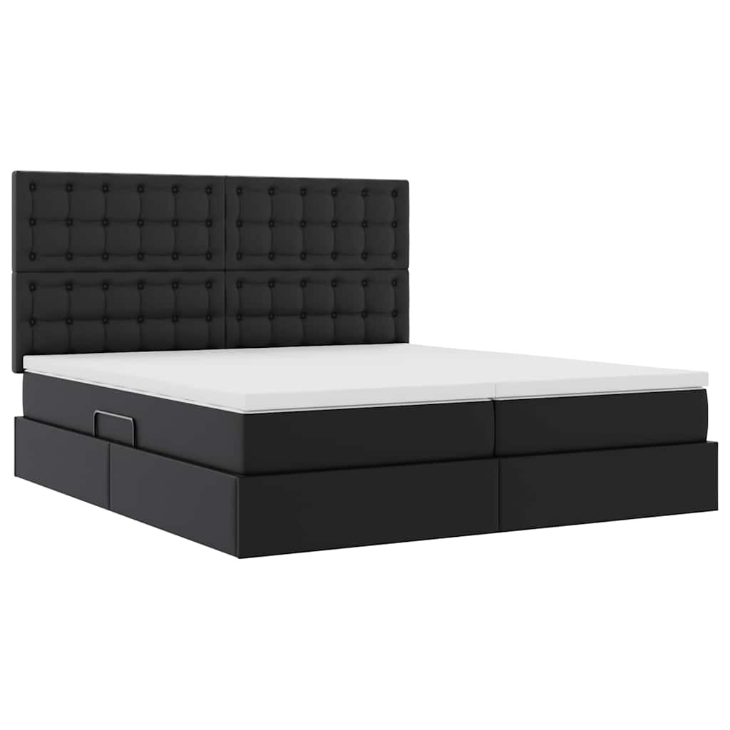 vidaXL Lit avec rangement et LED Noir 200 x 200 cm Similicuir