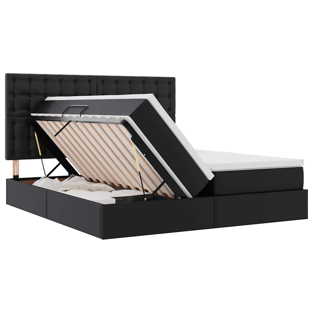 vidaXL Lit avec rangement et LED Noir 200 x 200 cm Similicuir