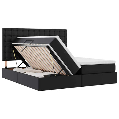 vidaXL Lit avec rangement et LED Noir 200 x 200 cm Similicuir