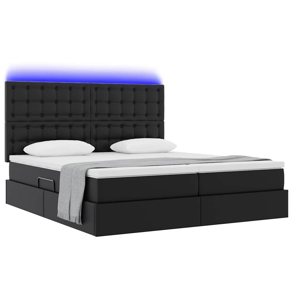 vidaXL Lit avec rangement et LED Noir 200 x 200 cm Similicuir