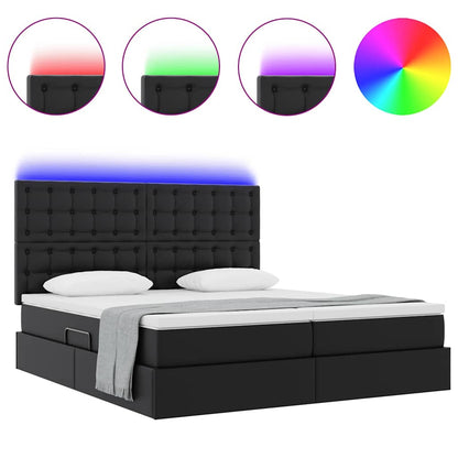 vidaXL Lit avec rangement et LED Noir 200 x 200 cm Similicuir