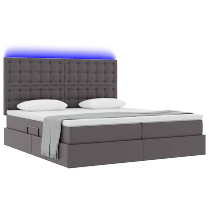 vidaXL Lit avec rangement et LED Gris 200 x 200 cm Similicuir