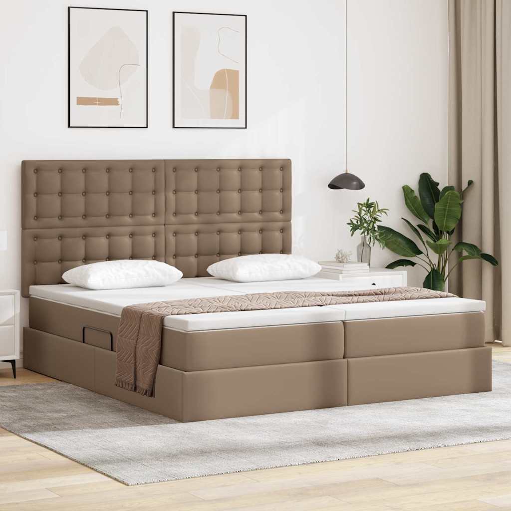 vidaXL Lit avec rangement et LED cappuccino 200 x 200 cm similicuir
