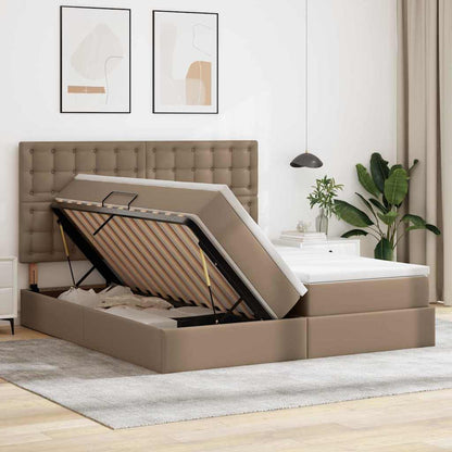 vidaXL Lit avec rangement et LED cappuccino 200 x 200 cm similicuir