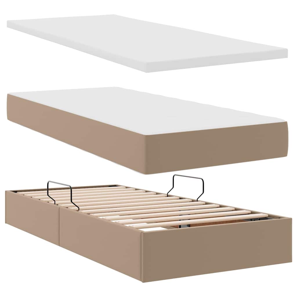 vidaXL Lit avec rangement et LED cappuccino 200 x 200 cm similicuir