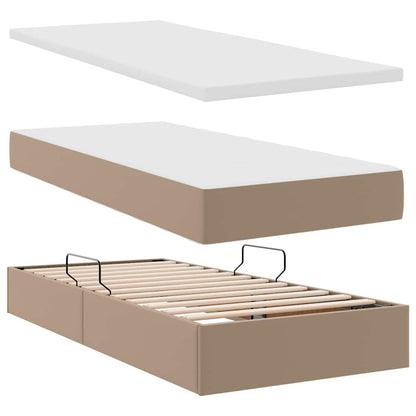 vidaXL Lit avec rangement et LED cappuccino 200 x 200 cm similicuir