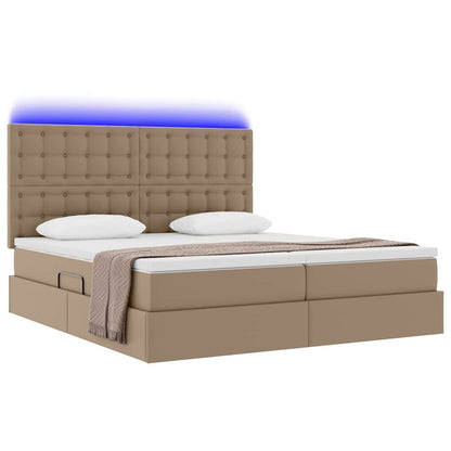 vidaXL Lit avec rangement et LED cappuccino 200 x 200 cm similicuir