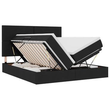 vidaXL Bett mit LED-Lichtleisten Schwarz 180 x 200 cm Stoff