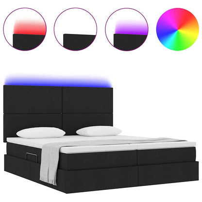 Bett mit LED-Lichtleisten Schwarz 180 x 200 cm Stoff