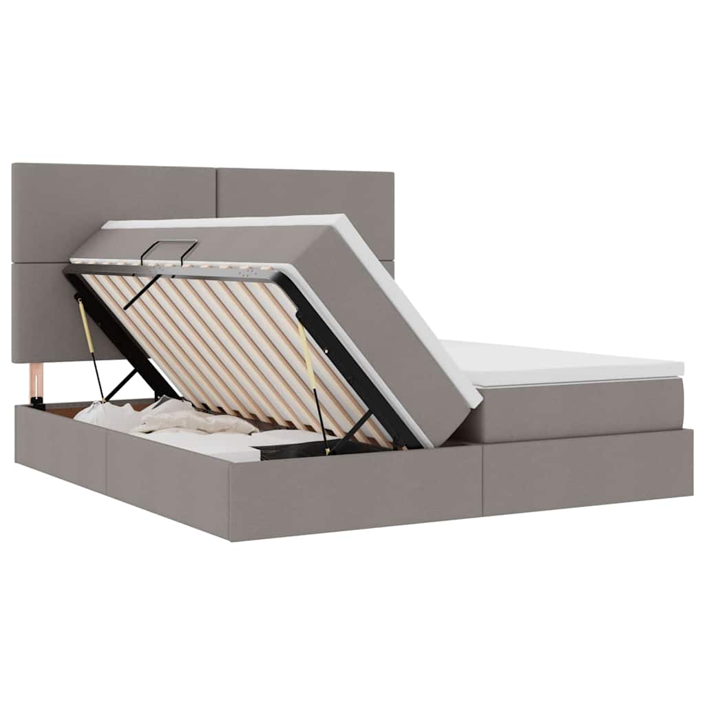 Bett mit LED-Lichtleisten mit Kopfteil Taupe 180 x 200 cm Stoff