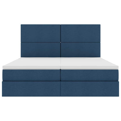 vidaXL Bett mit LED-Lichtleisten mit Kopfteil Blau 180 x 200 cm Stoff