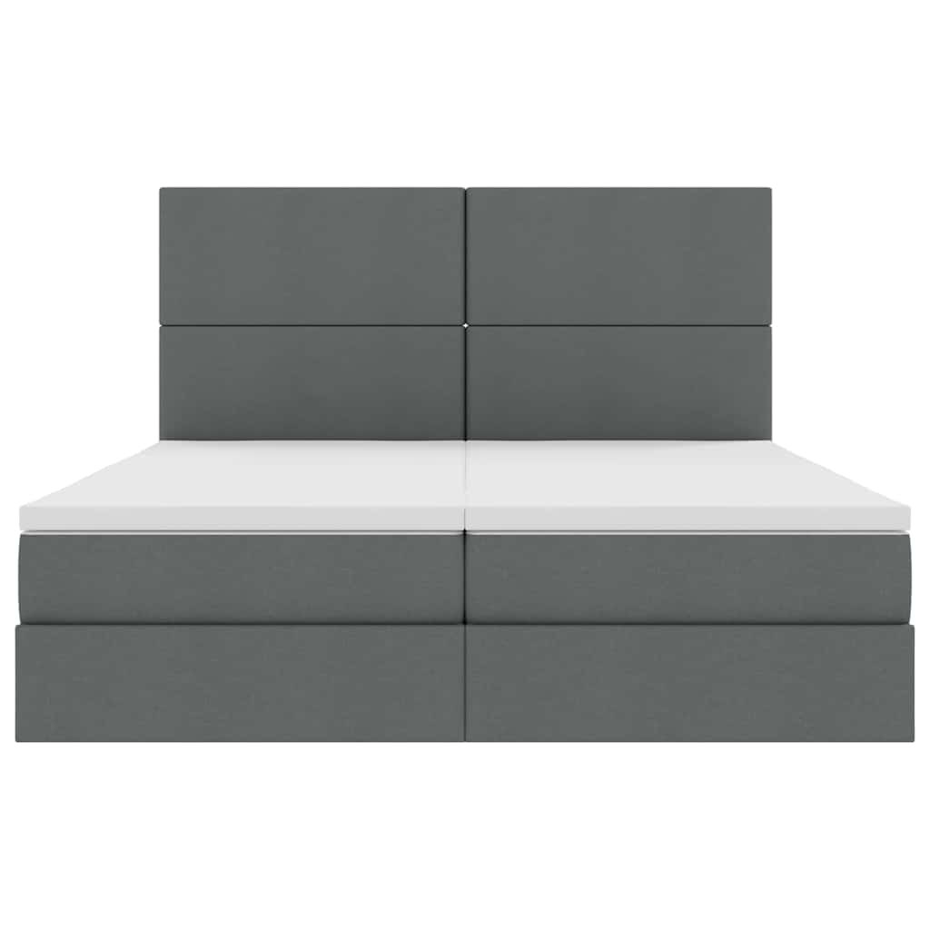 vidaXL Bett mit LED-Lichtleisten Dunkelgrau 200 x 200 cm Stoff