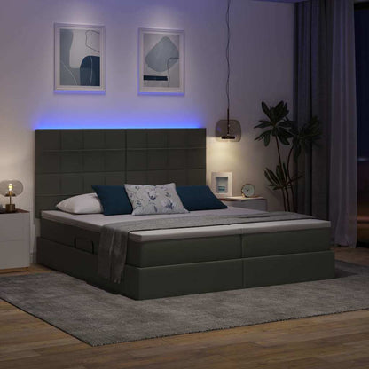 Bett mit LED-Lichtleisten Dunkelgrau 180 x 200 cm Stoff
