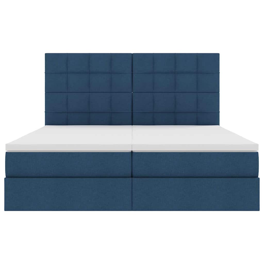 vidaXL Bett mit LED-Lichtleisten mit Kopfteil Blau 180 x 200 cm Stoff