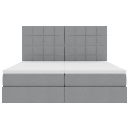 vidaXL Bett mit LED-Lichtleisten Hellgrau 200 x 200 cm Stoff