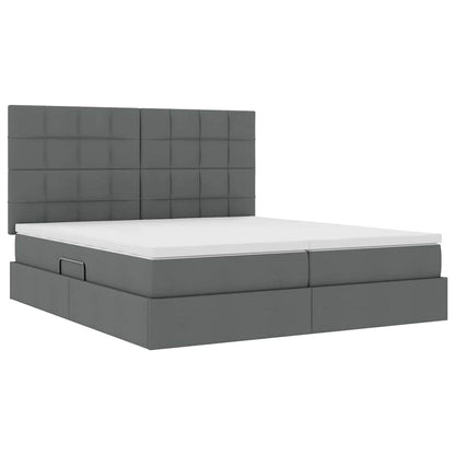 vidaXL Bett mit LED-Lichtleisten Dunkelgrau 200 x 200 cm Stoff