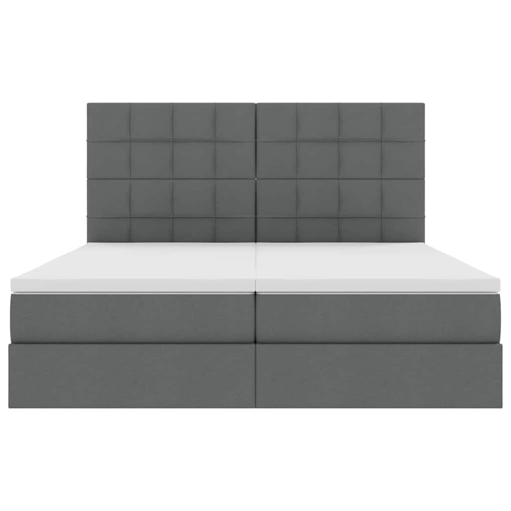 vidaXL Bett mit LED-Lichtleisten Dunkelgrau 200 x 200 cm Stoff