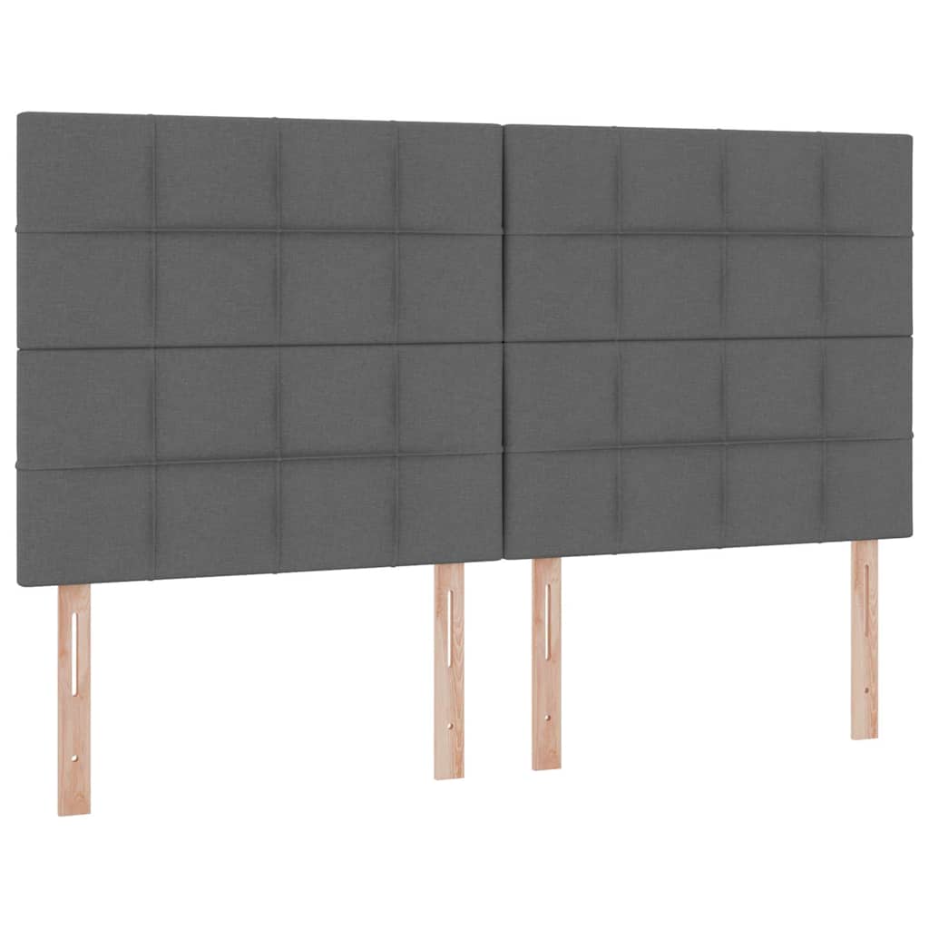 vidaXL Bett mit LED-Lichtleisten Dunkelgrau 200 x 200 cm Stoff