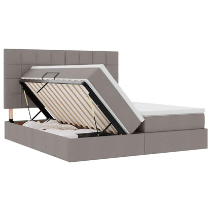 vidaXL Bett mit LED-Lichtleisten mit Kopfteil Taupe 200 x 200 cm Stoff