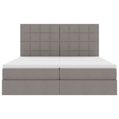 vidaXL Bett mit LED-Lichtleisten mit Kopfteil Taupe 200 x 200 cm Stoff