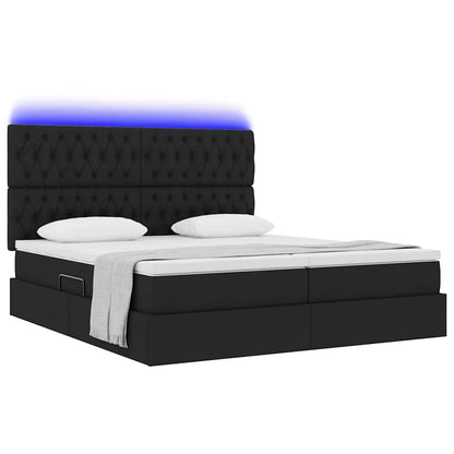 Bett mit LED-Lichtleisten Schwarz 180 x 200 cm Stoff