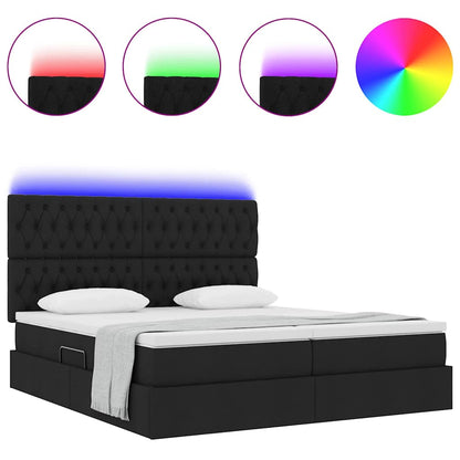 Bett mit LED-Lichtleisten Schwarz 180 x 200 cm Stoff