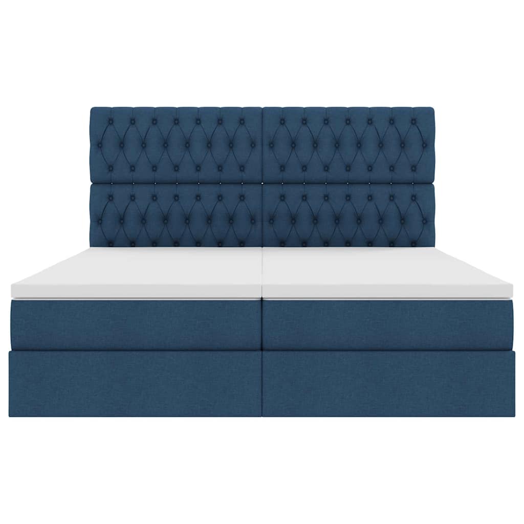 vidaXL Bett mit LED-Lichtleisten mit Kopfteil Blau 180 x 200 cm Stoff