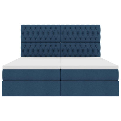 vidaXL Bett mit LED-Lichtleisten mit Kopfteil Blau 180 x 200 cm Stoff