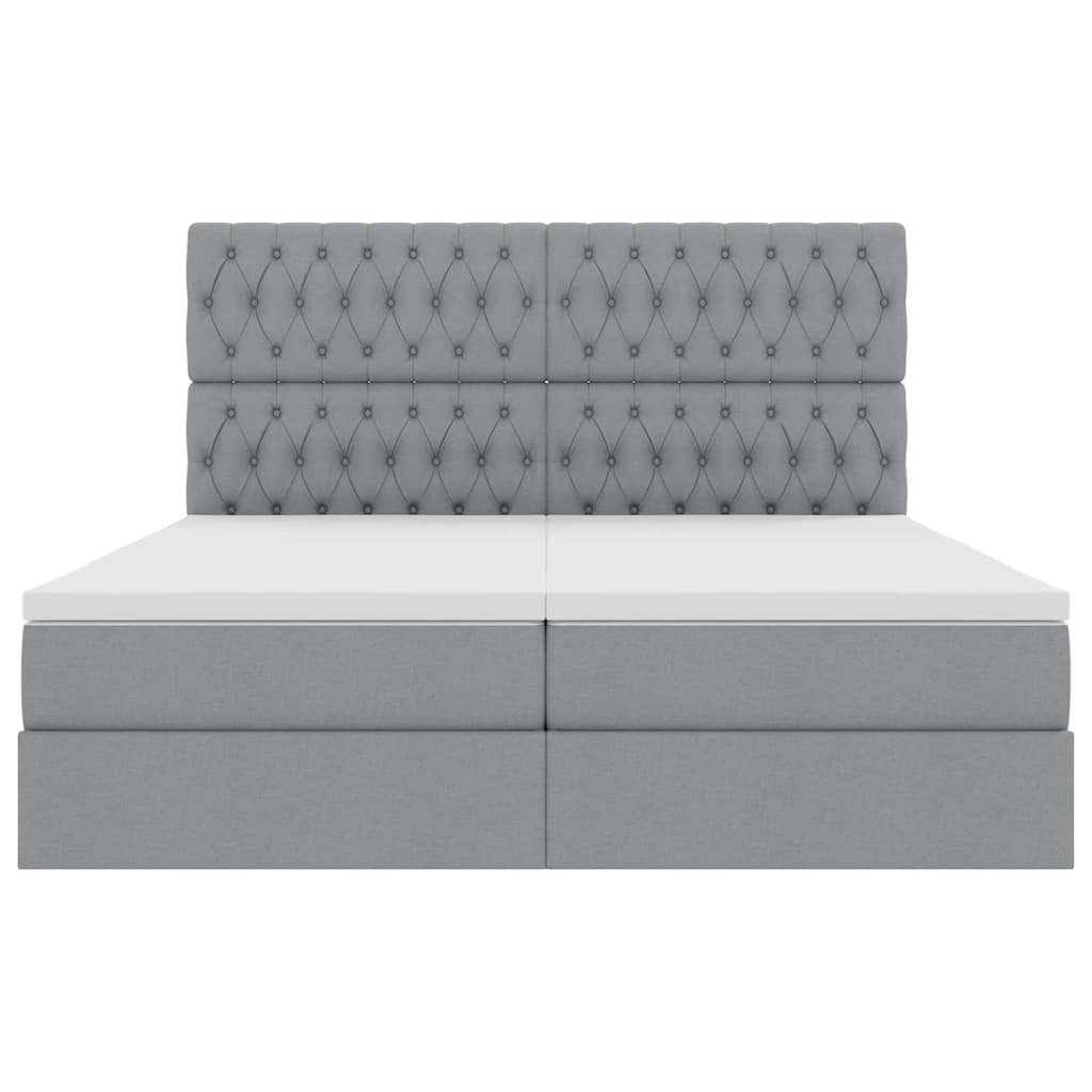 vidaXL Bett mit LED-Lichtleisten Hellgrau 200 x 200 cm Stoff