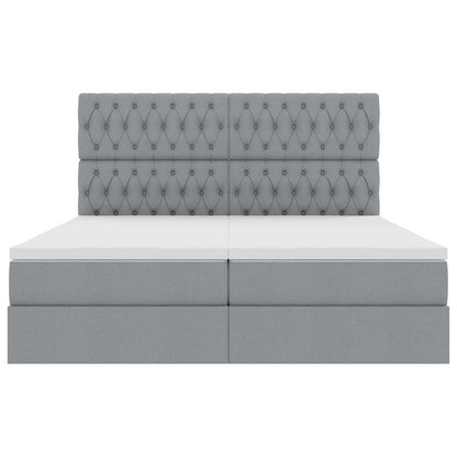 vidaXL Bett mit LED-Lichtleisten Hellgrau 200 x 200 cm Stoff