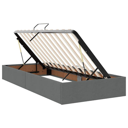 vidaXL Bett mit LED-Lichtleisten Dunkelgrau 200 x 200 cm Stoff